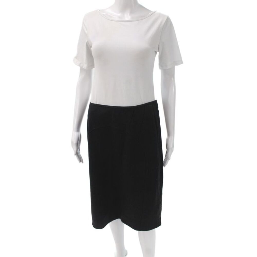 IKKS Women Straight Pencil Skirt Black Knee Length Zip Size 44